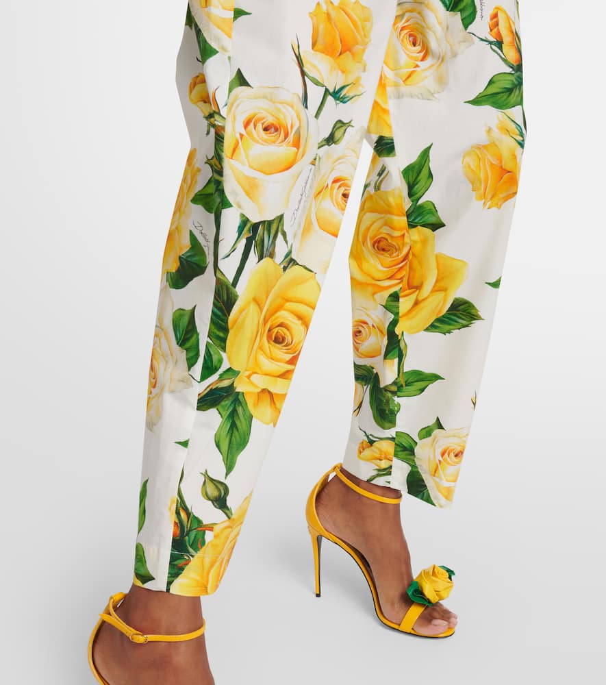 Floral high-rise cotton cropped pants