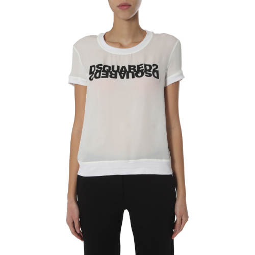Mirrored logo georgette top