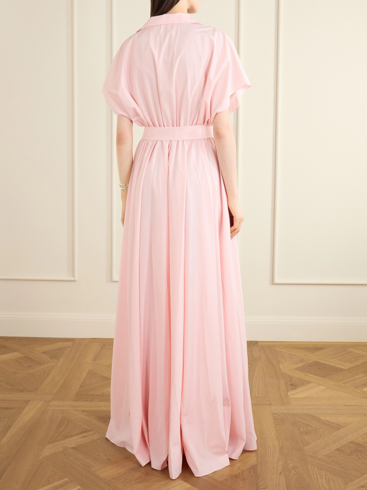 Tie-detailed Woven Gown - Pink