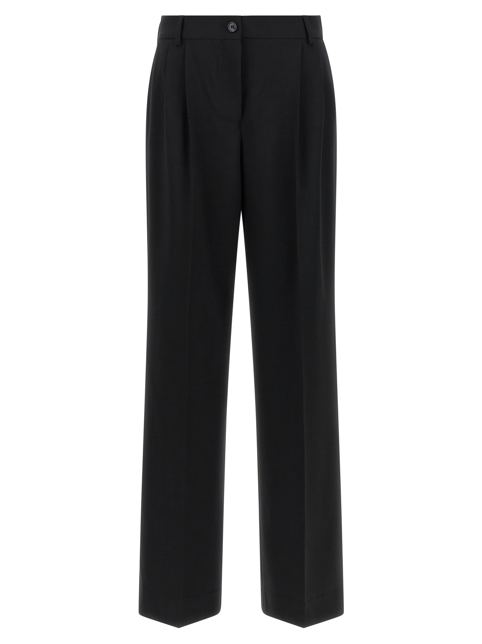 Virgin Wool Pleated Trousers — Black