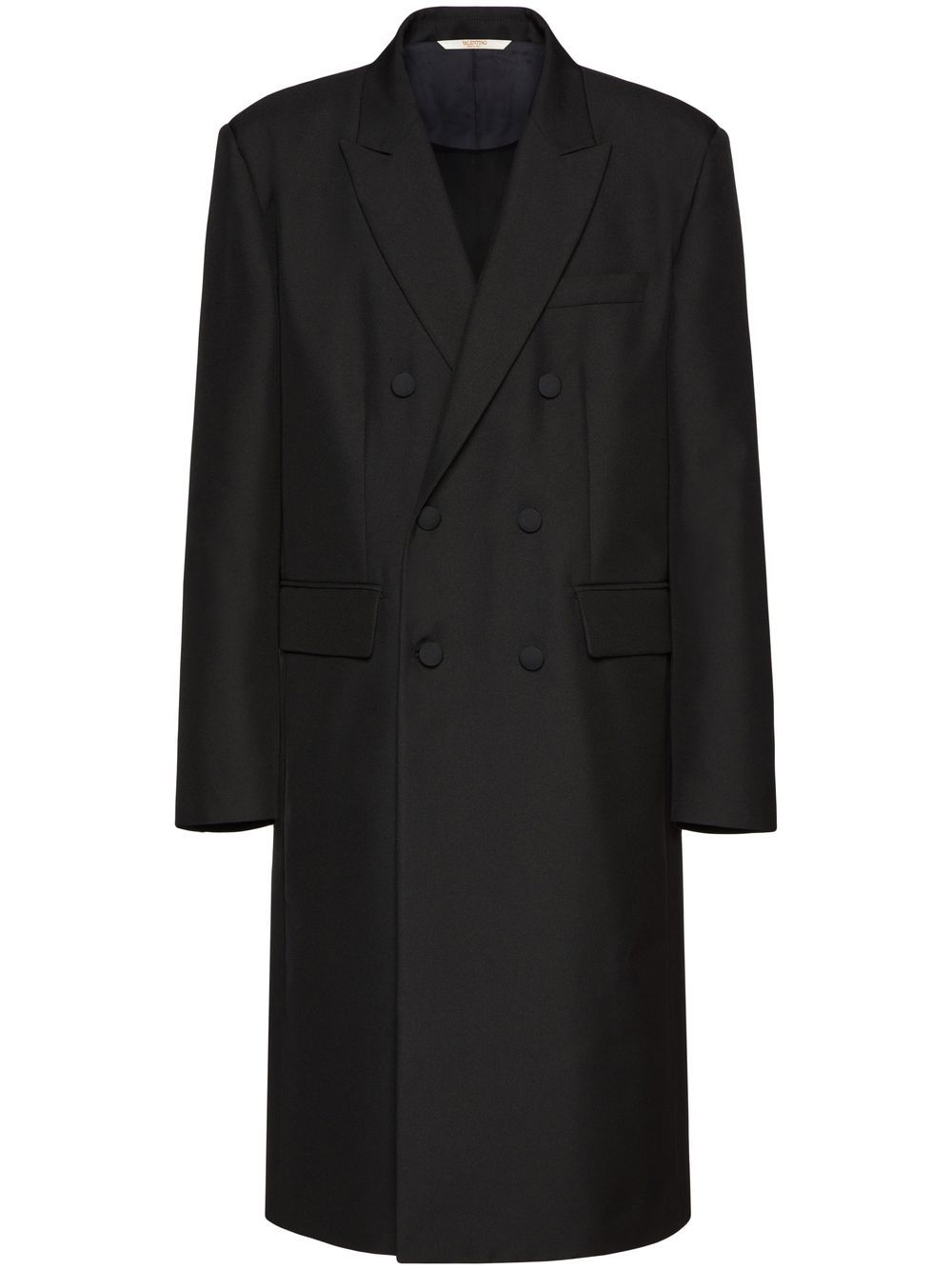 Double-breasted wool coat - Black