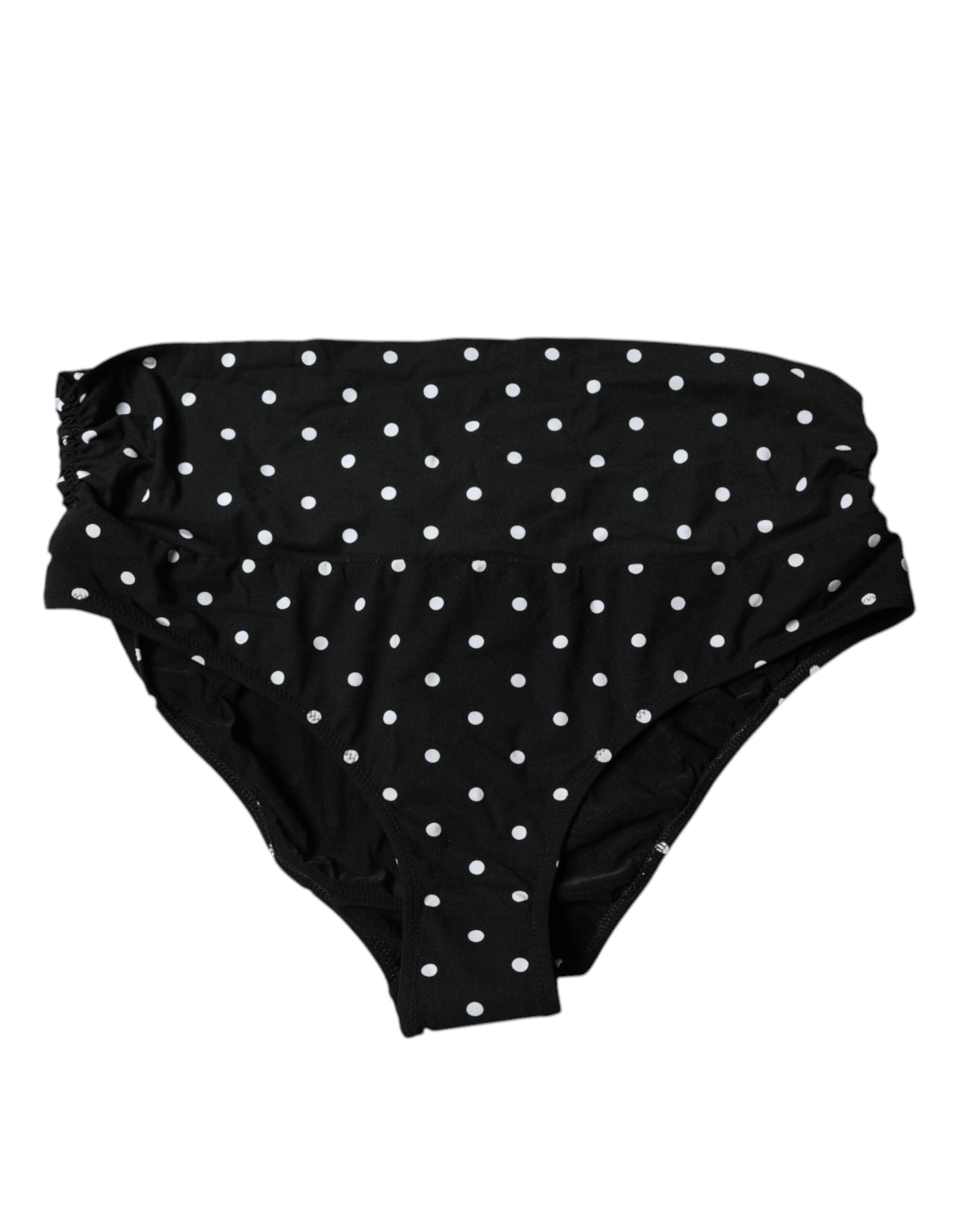 Polka-Dot Nylon Bikini Bottom — Black