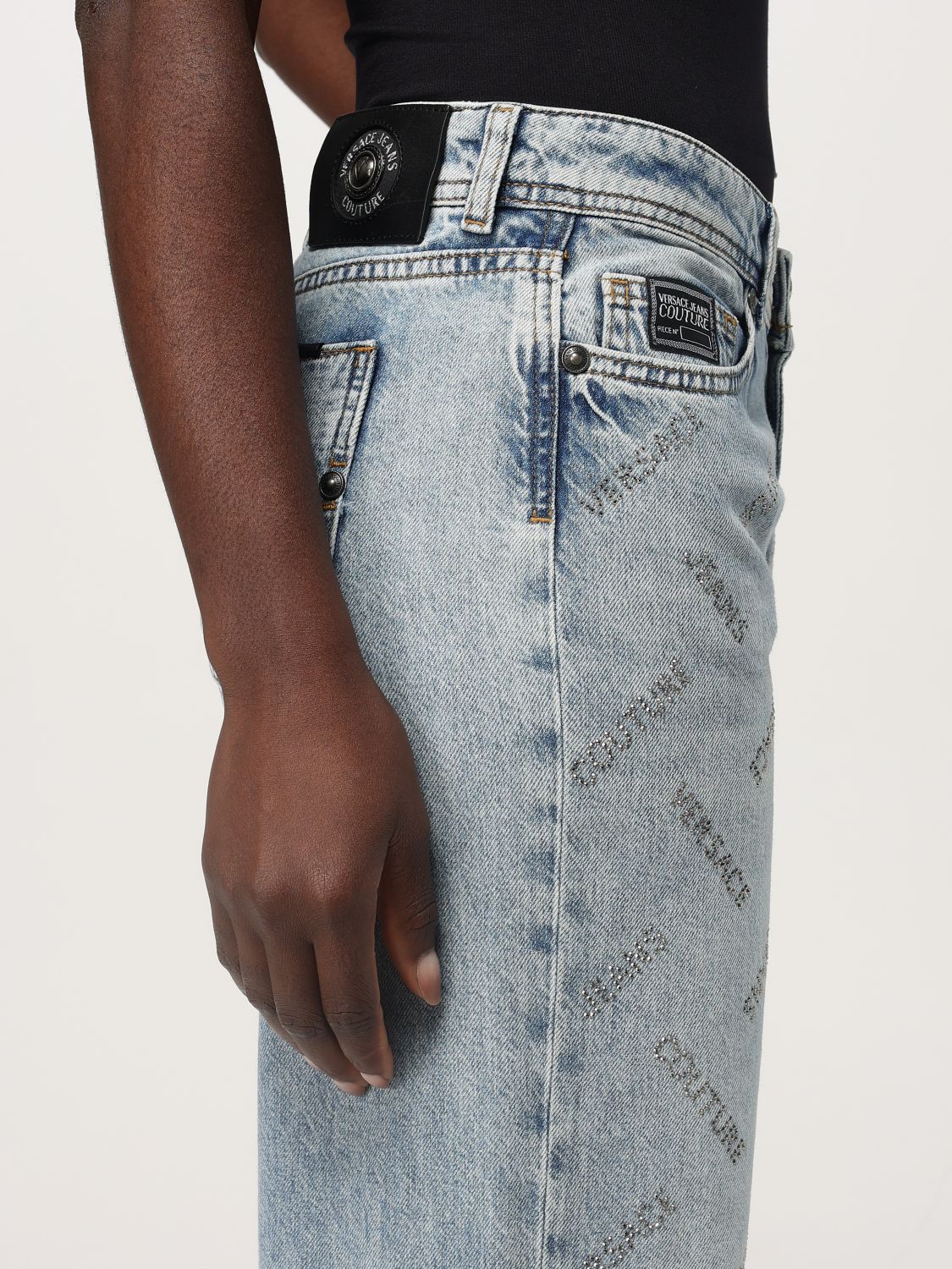 Crystal-logo straight-leg jeans - Blue