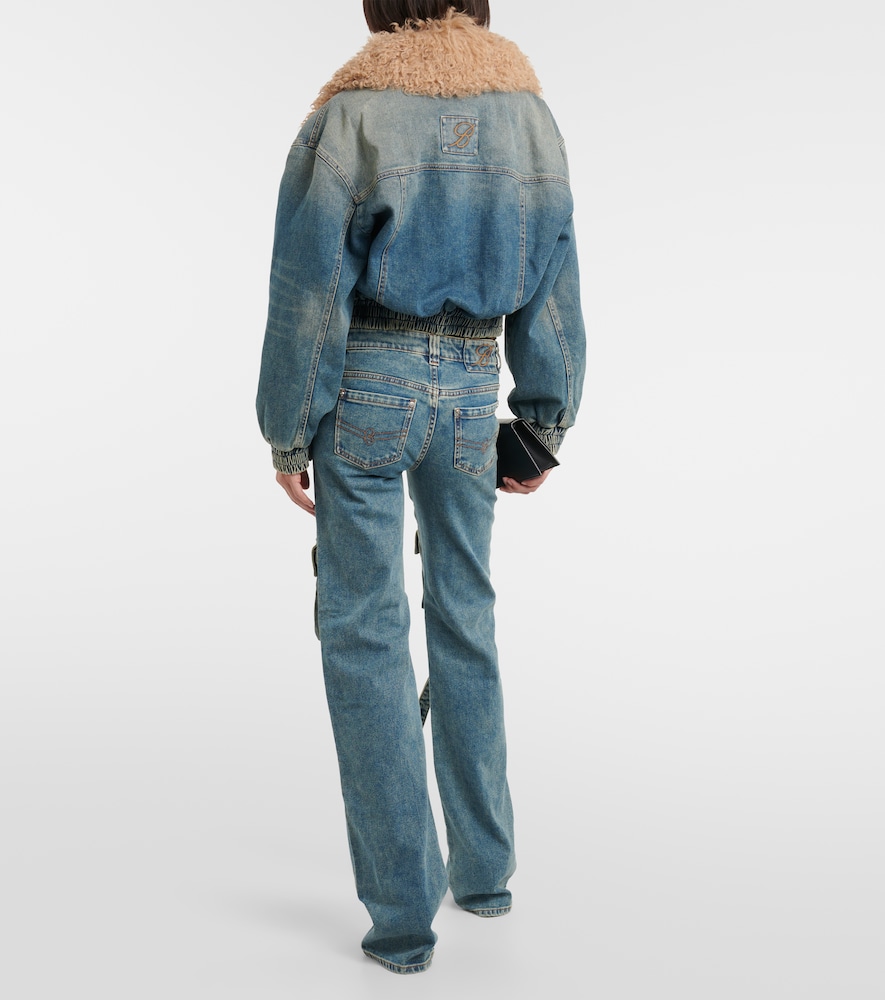 Low-rise denim cargo pants