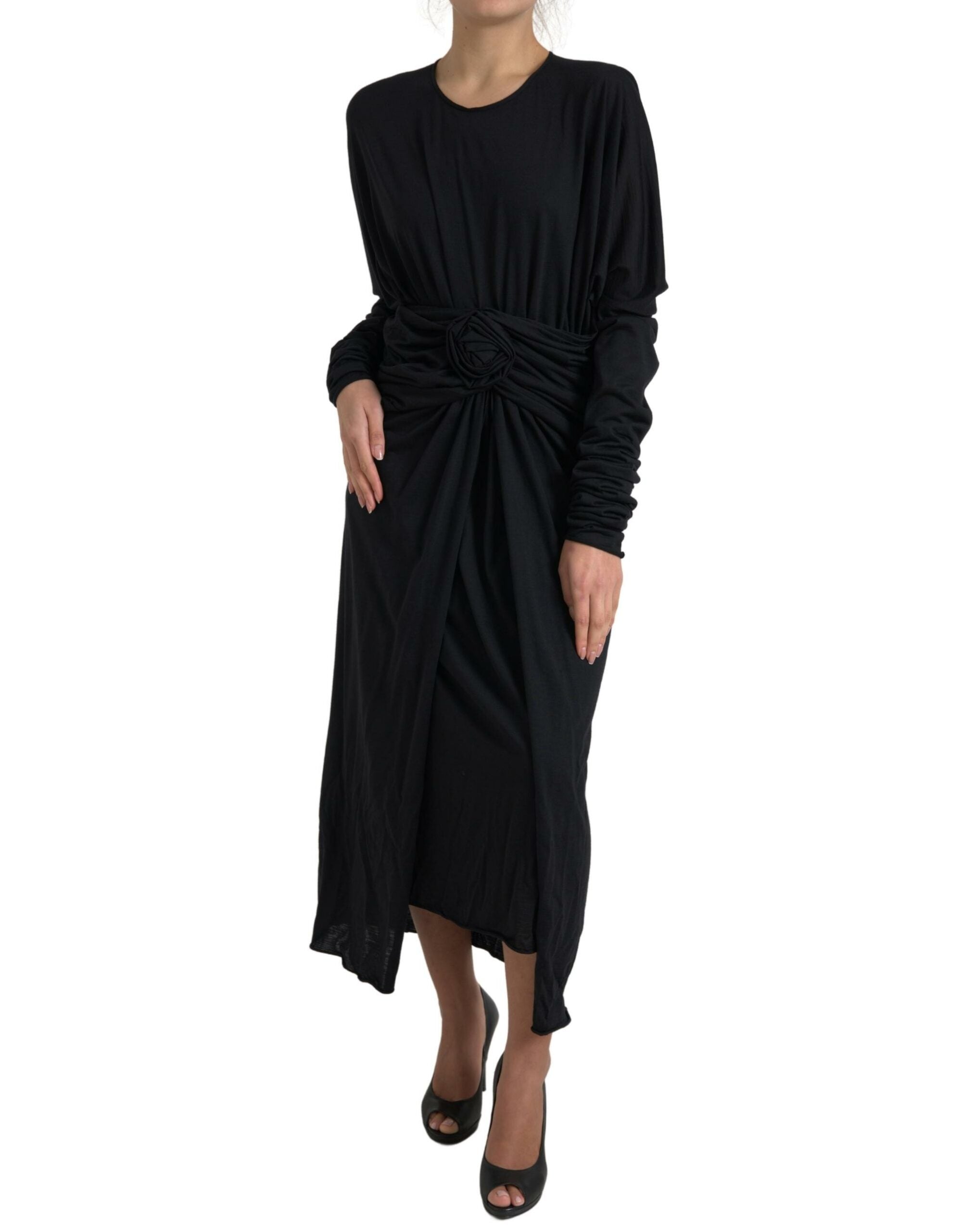 Wool Wrap Dress — Black
