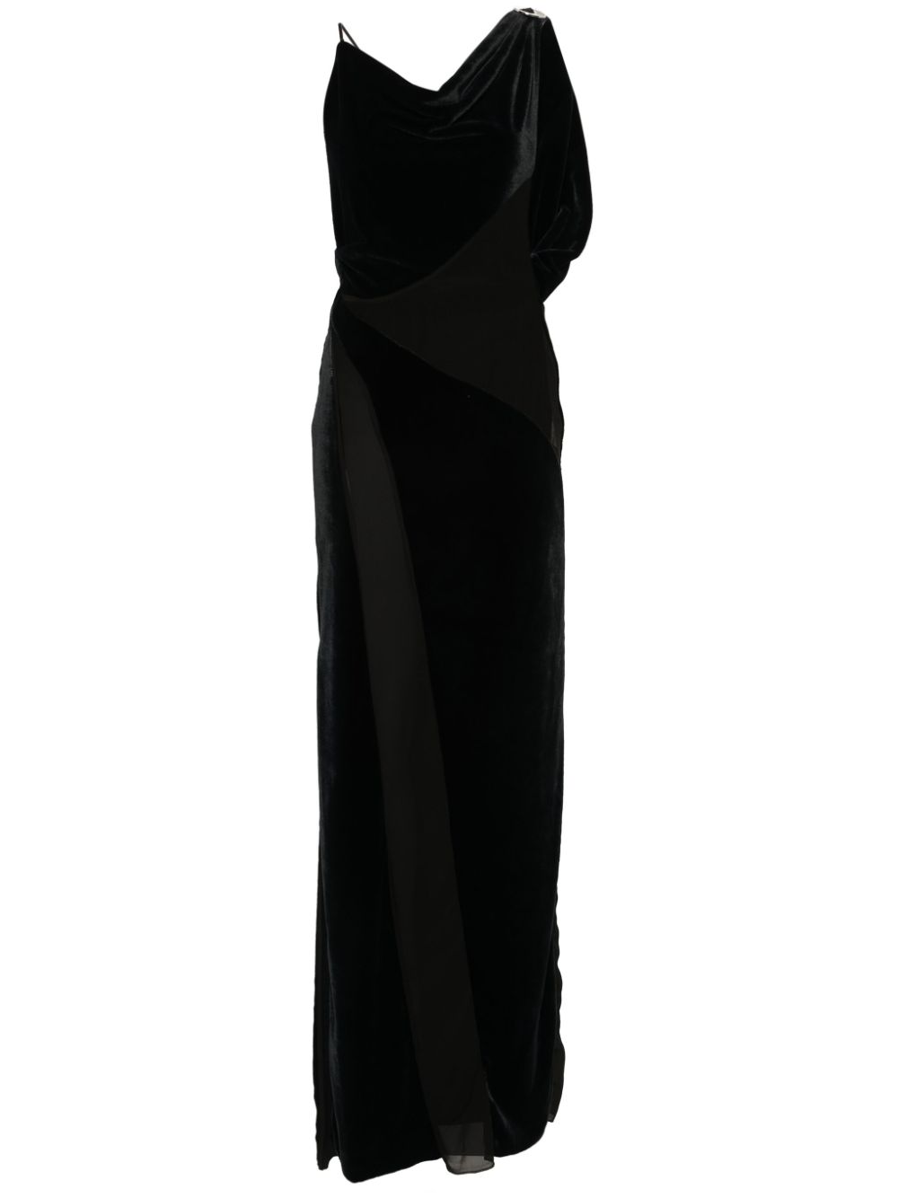 Logo-plaque panelled maxi dress - Black