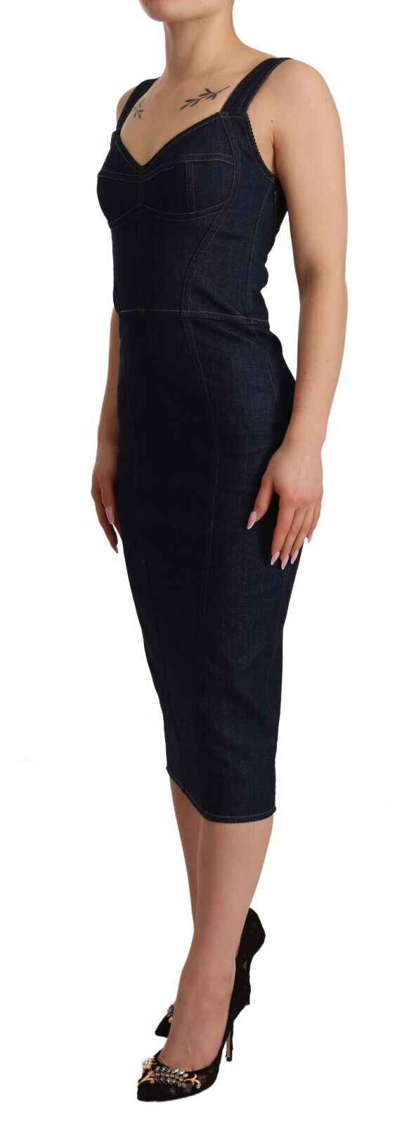 Denim Sheath Dress — Navy