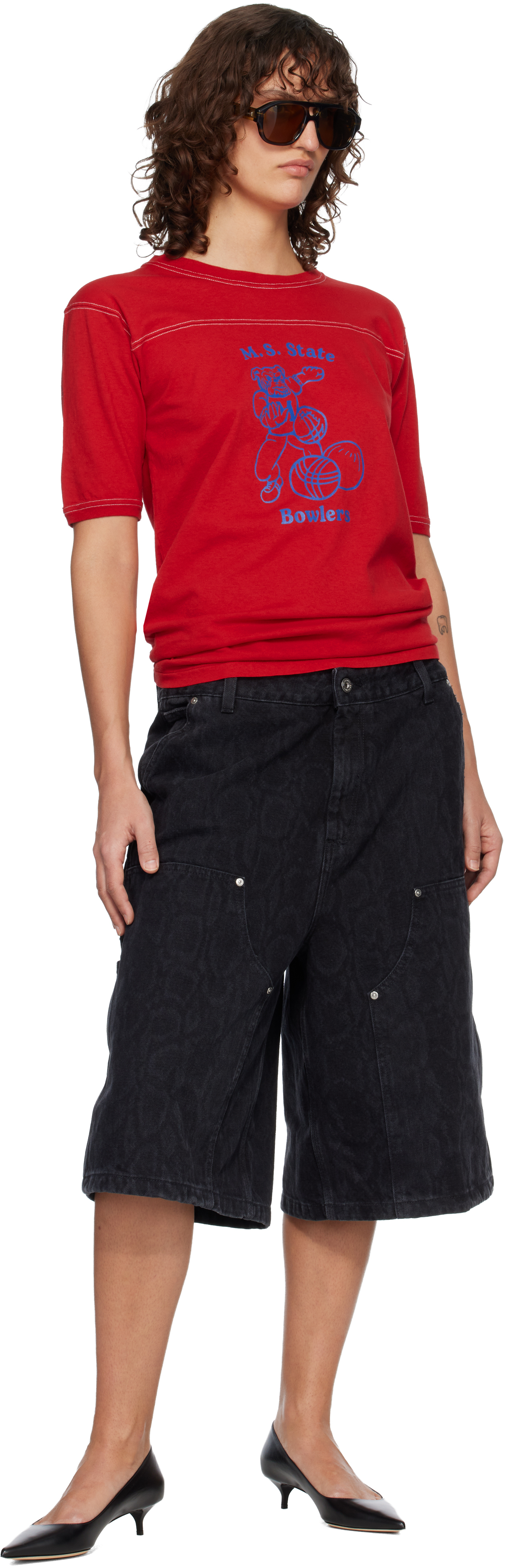 Black Snake Nixon Double Knee Denim Shorts