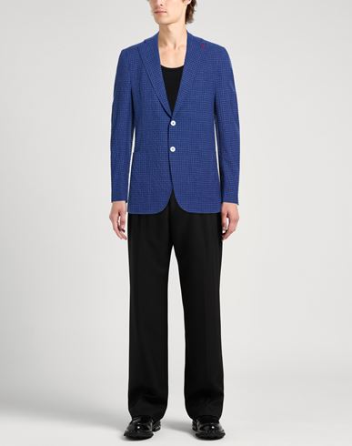Man Blazer Blue Size 40 Wool, Silk, Linen, Elastane