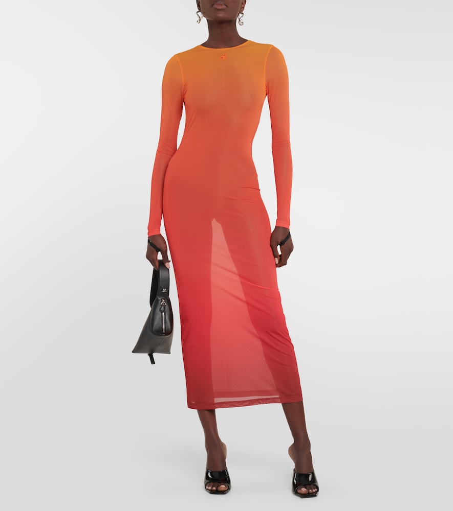 Gradient semi-sheer midi dress