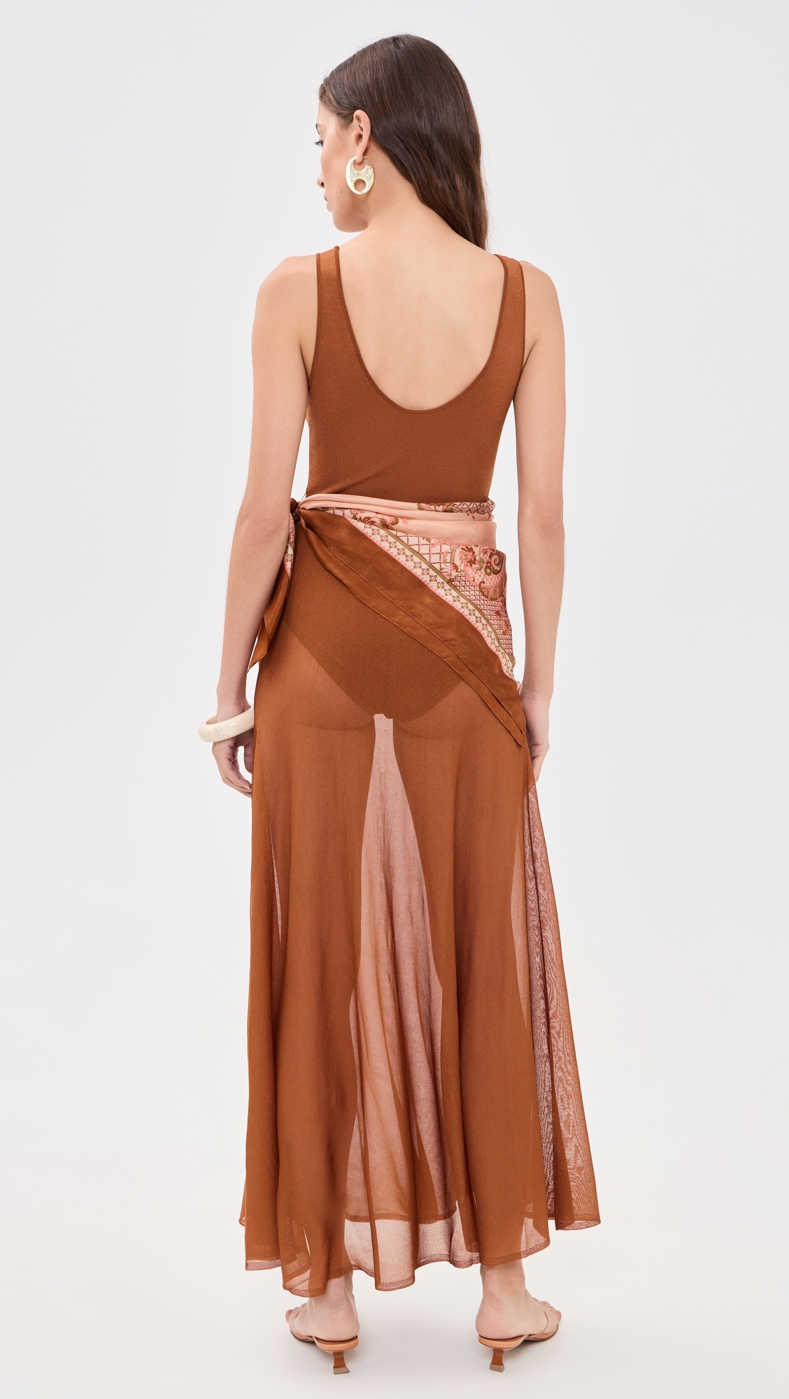 Aster Scarf Maxi Dress Tan/Print