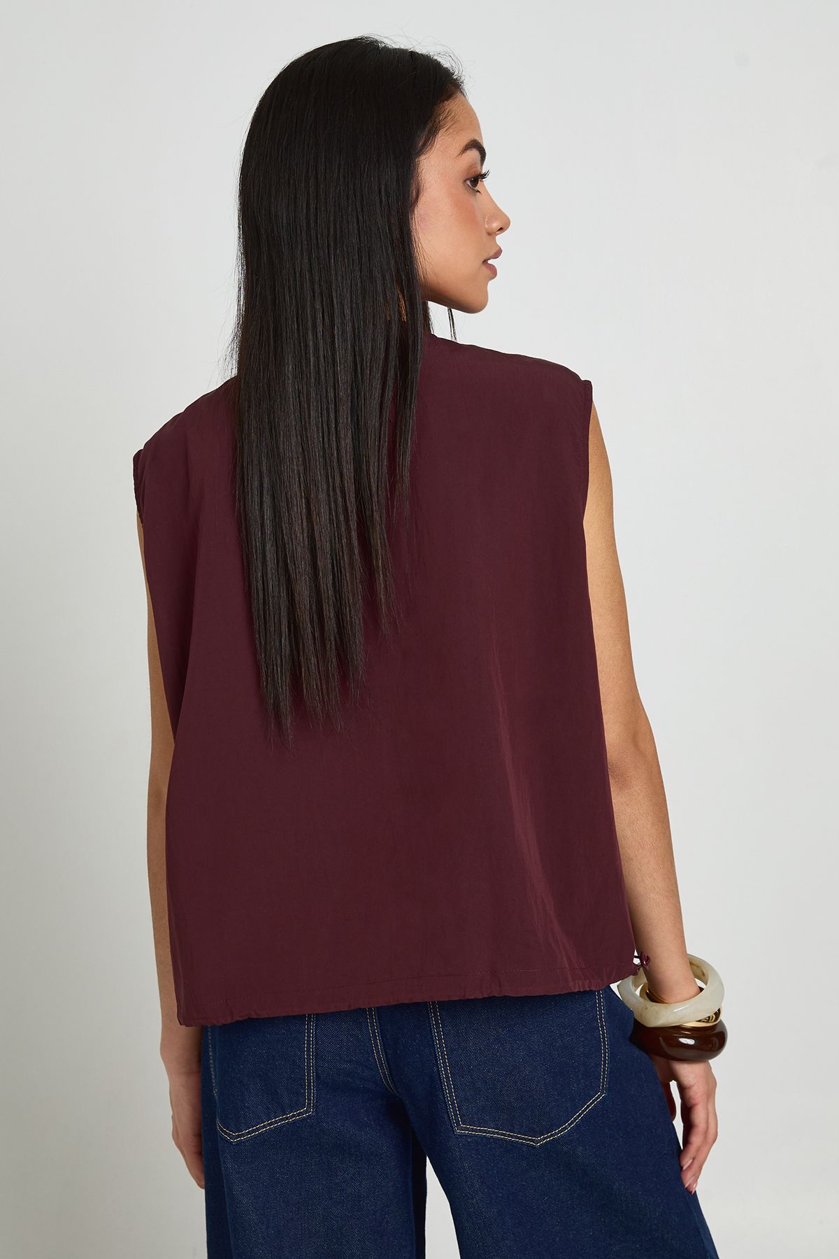 Boohoo Womens Sleeveless Zip Through Shirt - Purple