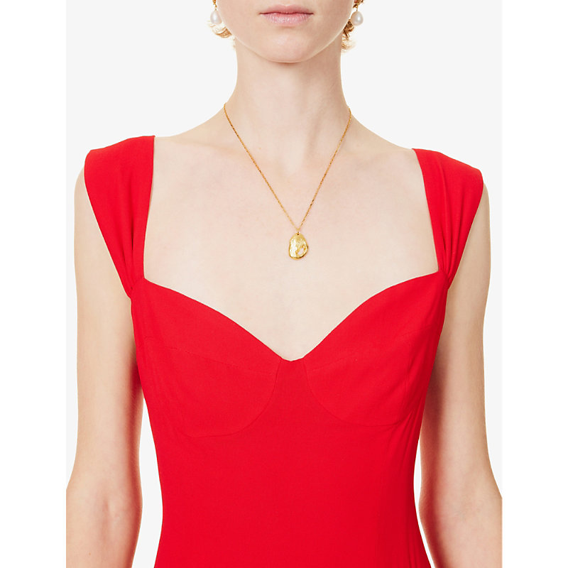 Womens Poinsettia Taiga Shoulder-strap Crepe Mini Dress