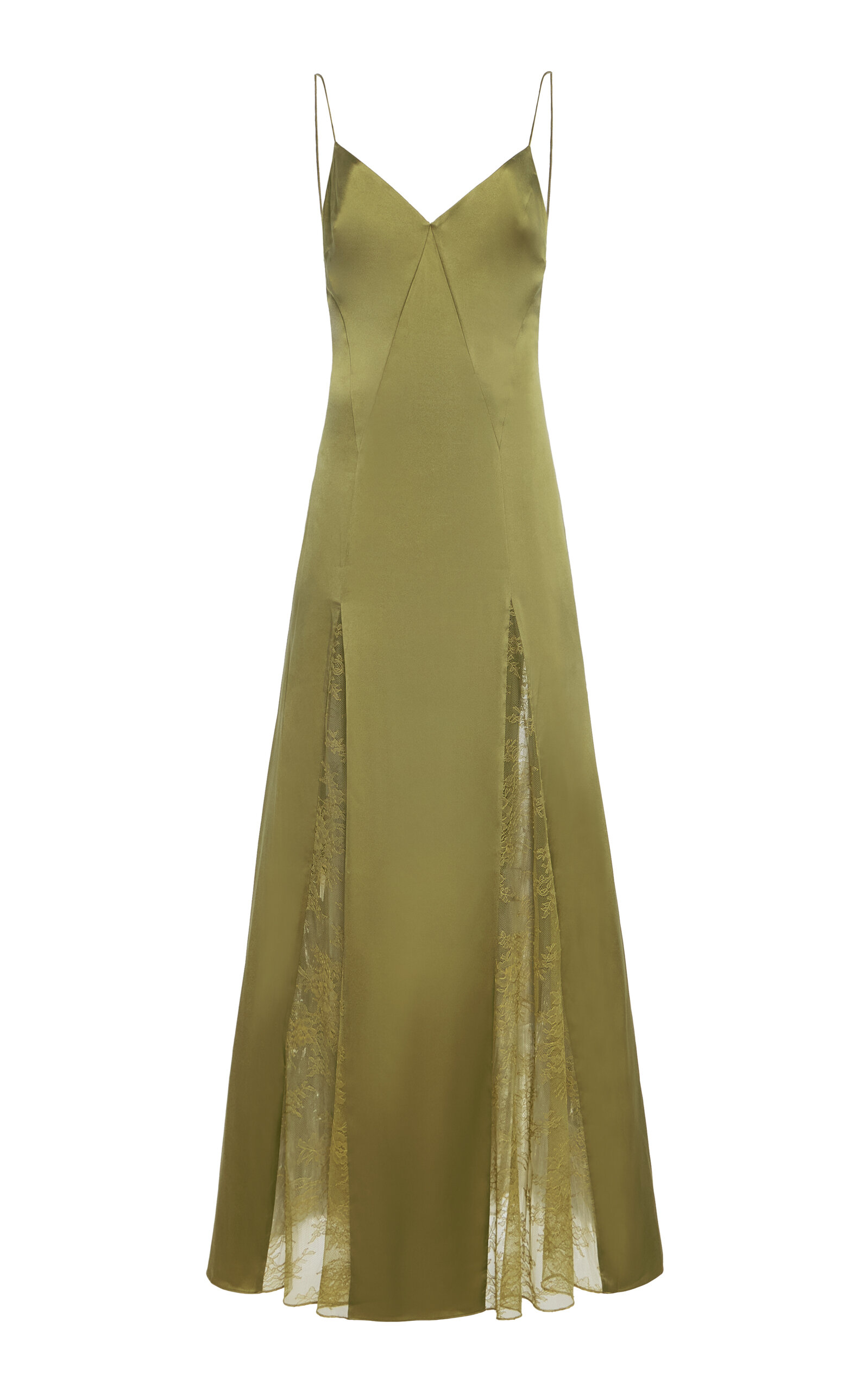 Exclusive Trinity Lace-Inset Silk Maxi Slip Dress