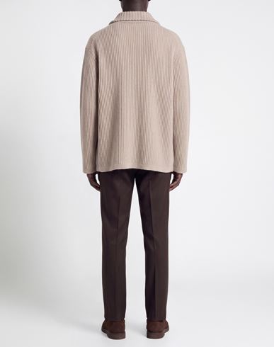Man Cardigan Sand Size 40 Wool, Cashmere