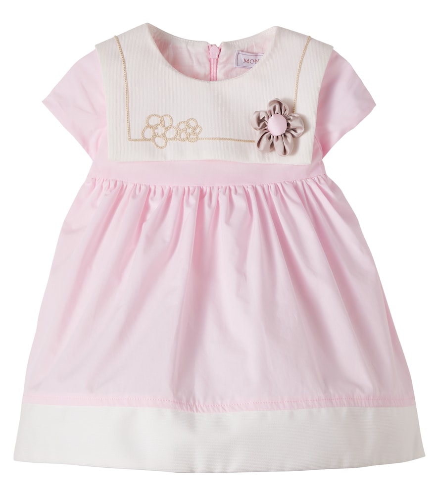 Baby floral-appliqué cotton poplin dress
