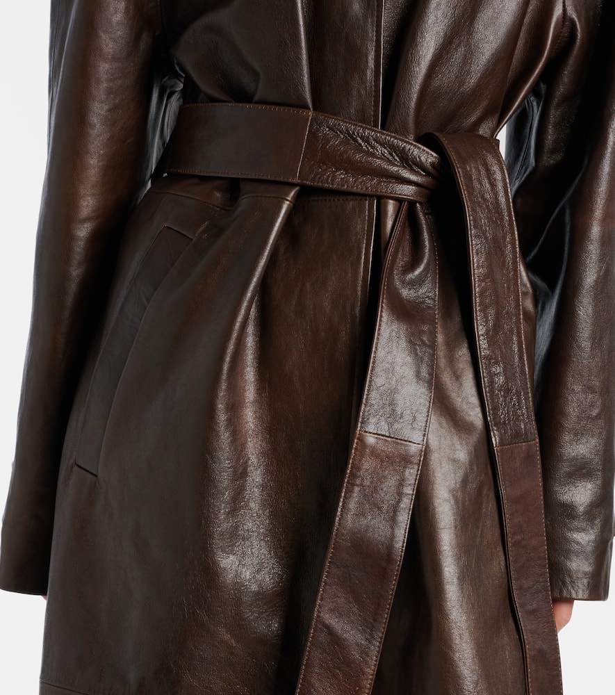 Leather trench coat