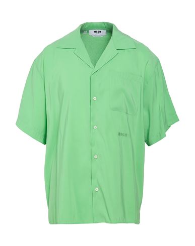 Man Shirt Light green Size 15 Viscose, Polyester