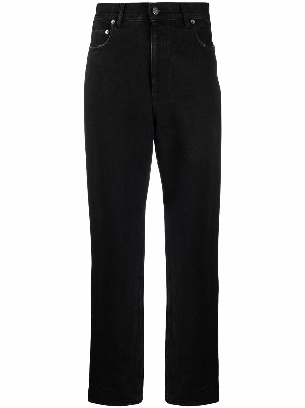 Logo-Patch Straight-Leg Trousers — Black
