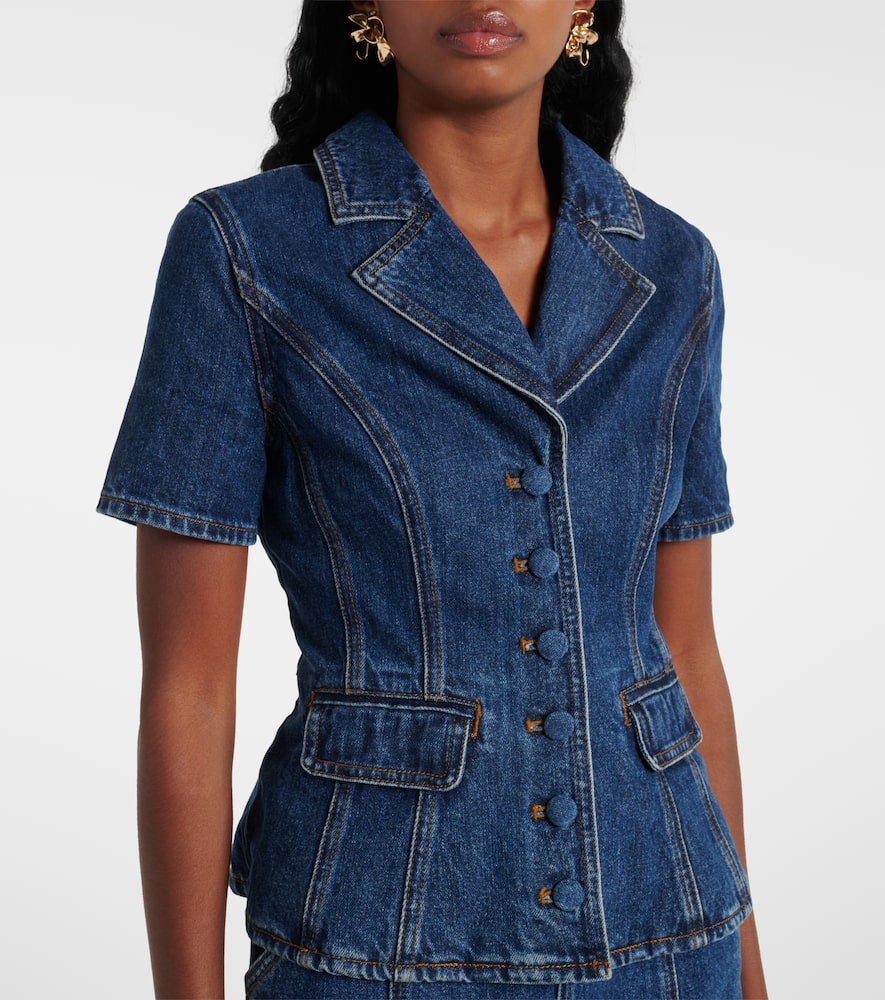 Self-Portrait Flared denim midi dress
