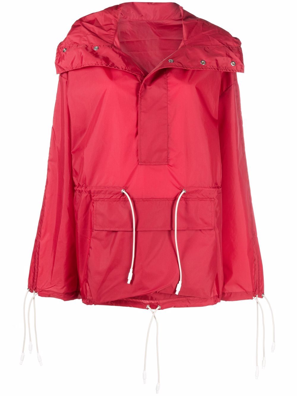 Drawstring hooded pullover jacket - Red