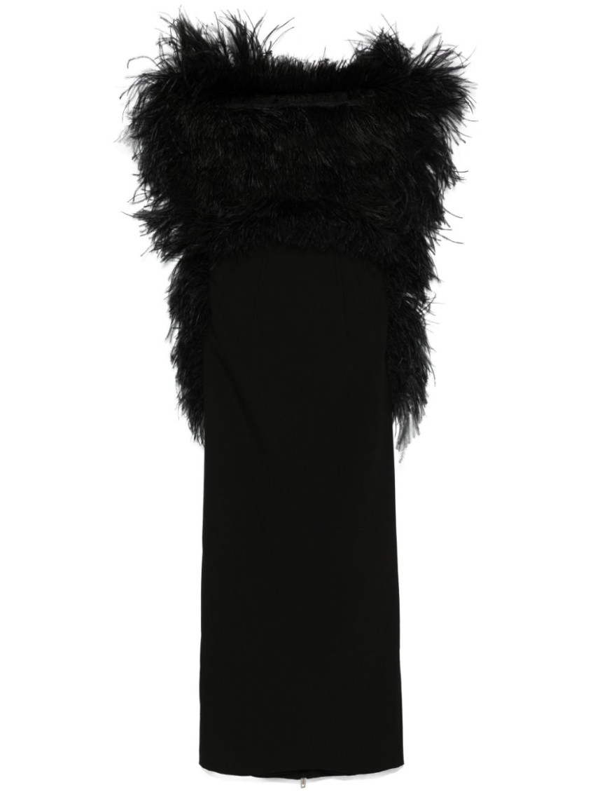 Feathered Midi Dress