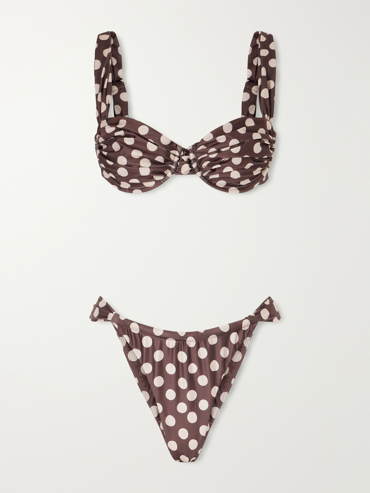 Sol And Andez Polka-dot Recycled Bikini - Brown