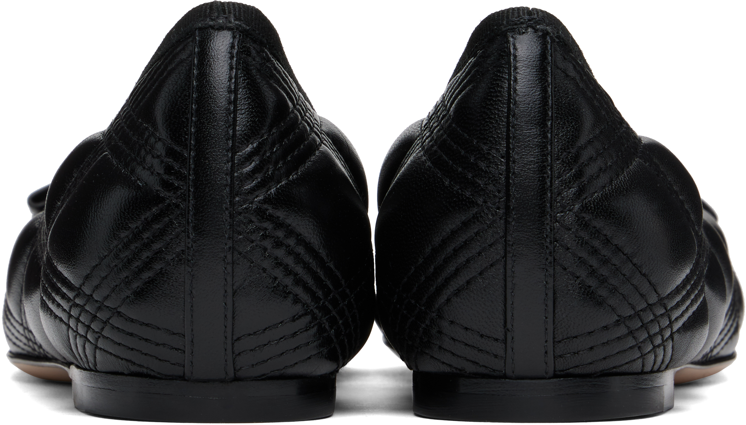 Valentino Garavani Black Quiltie 67 Ballerina Flats