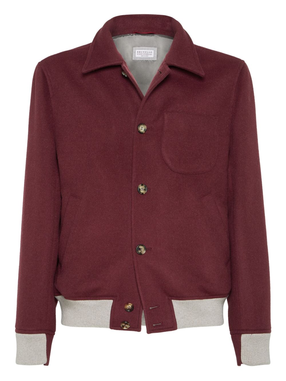 Button-up wool-blend jacket - Red