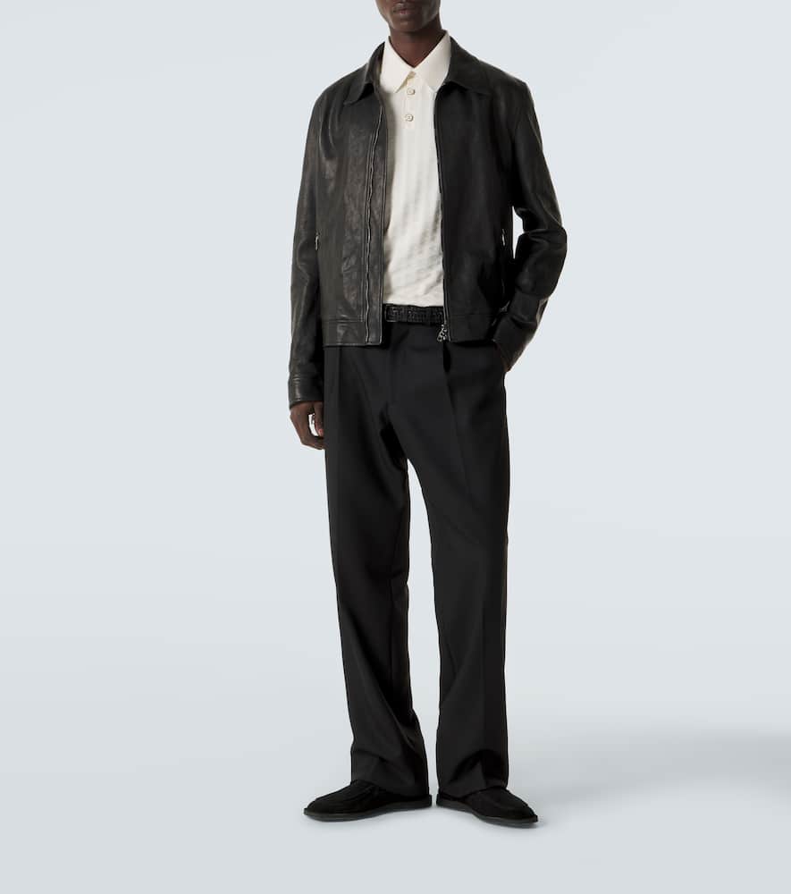 Leather blouson jacket