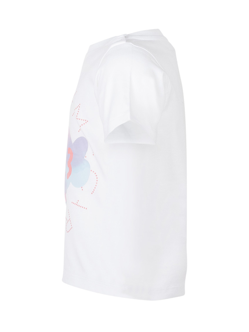 T-SHIRT-TOP White Cotton Polyester Short Sleeves T-shirt