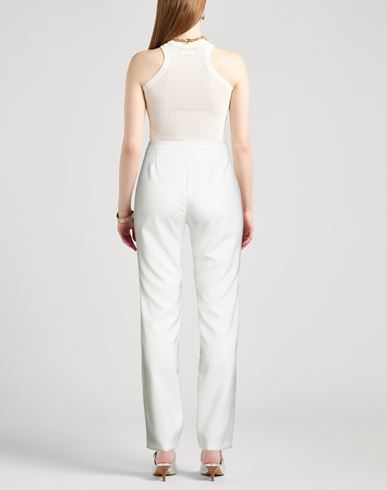 Woman Pants White Size 4 Polyester, Elastane