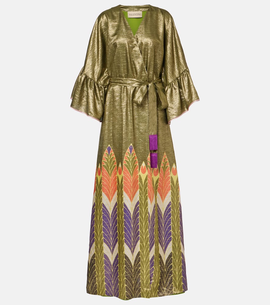 Printed silk-blend gown