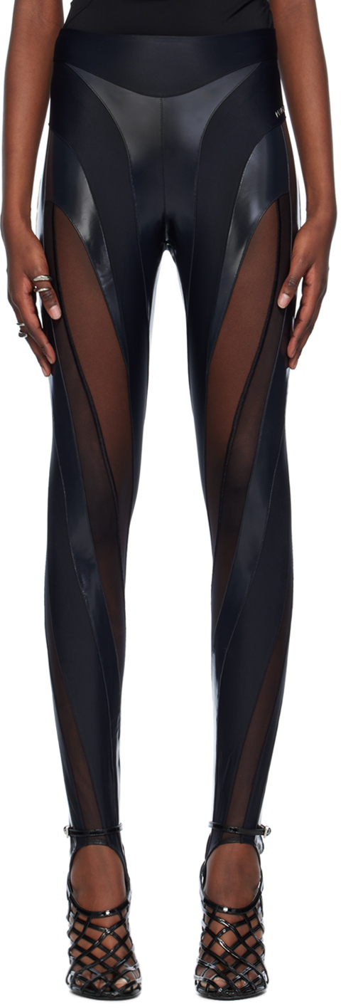 Mugler Black Spiral Leggings
