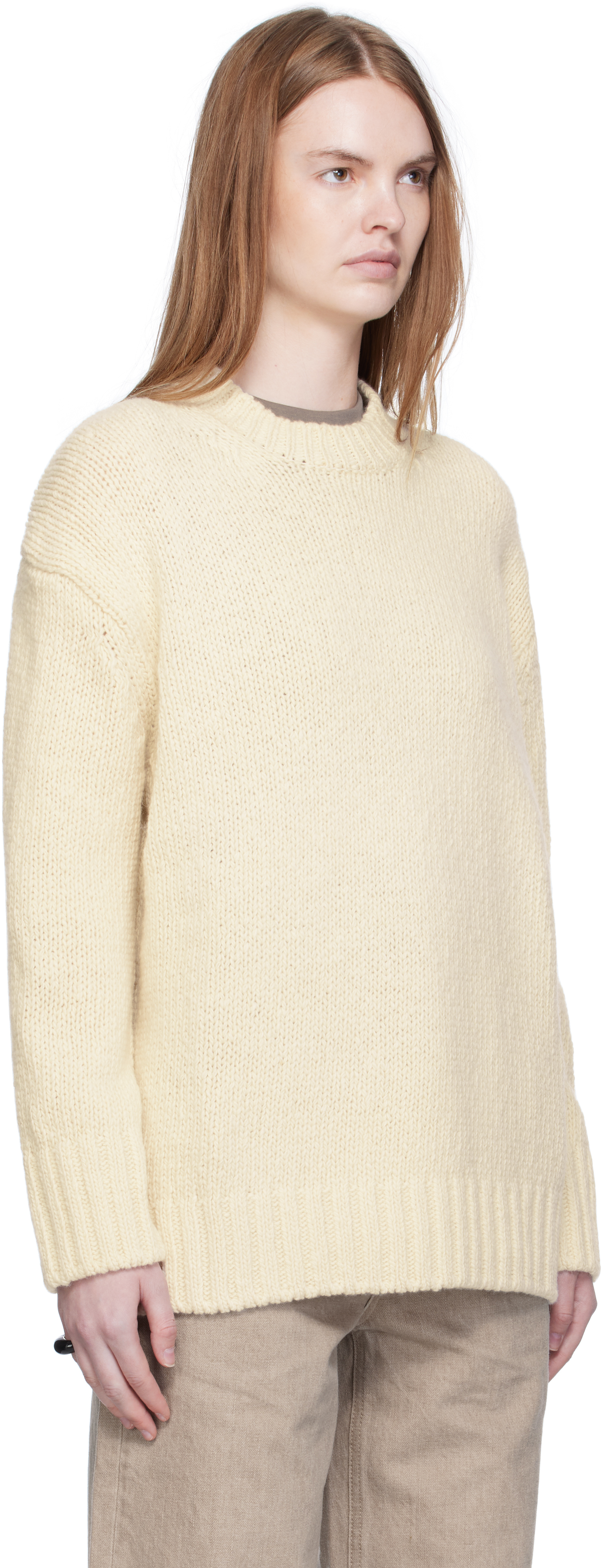 Off-White Basic Round Neck Knit Sweater