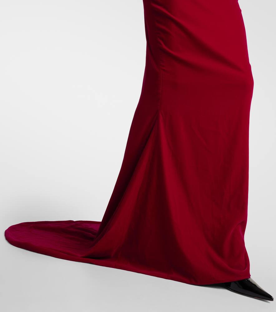 Embellished cotton-blend velvet gown