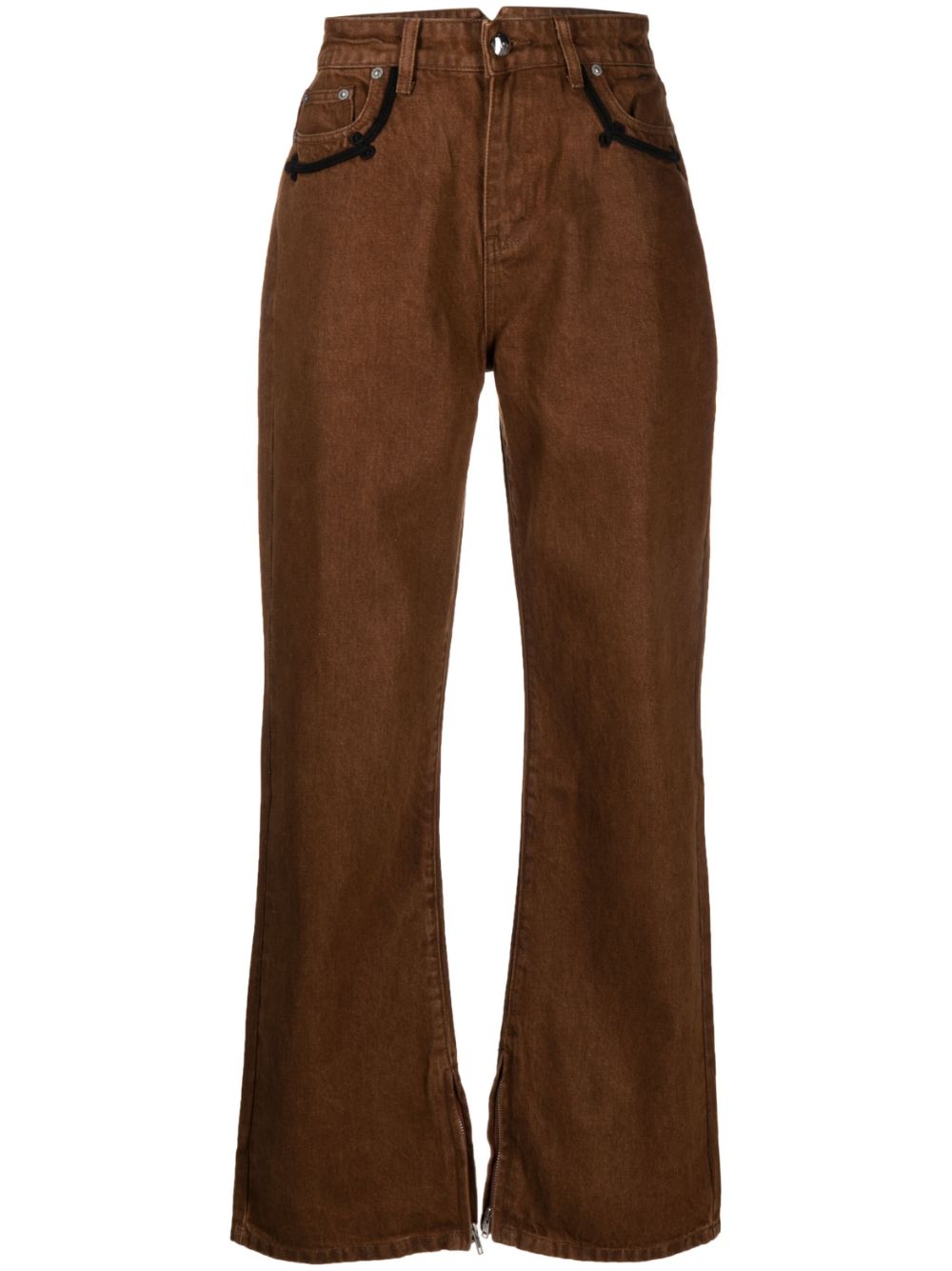 High-rise straight-leg trousers - White