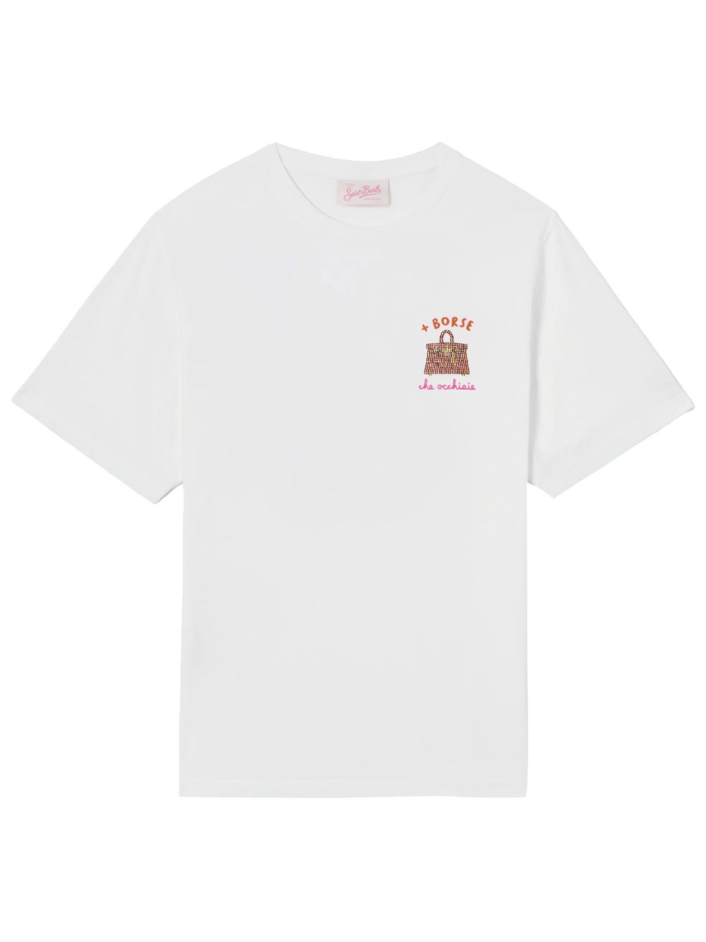 White Emilie T-Shirt With Embroidery + Bags That Hide