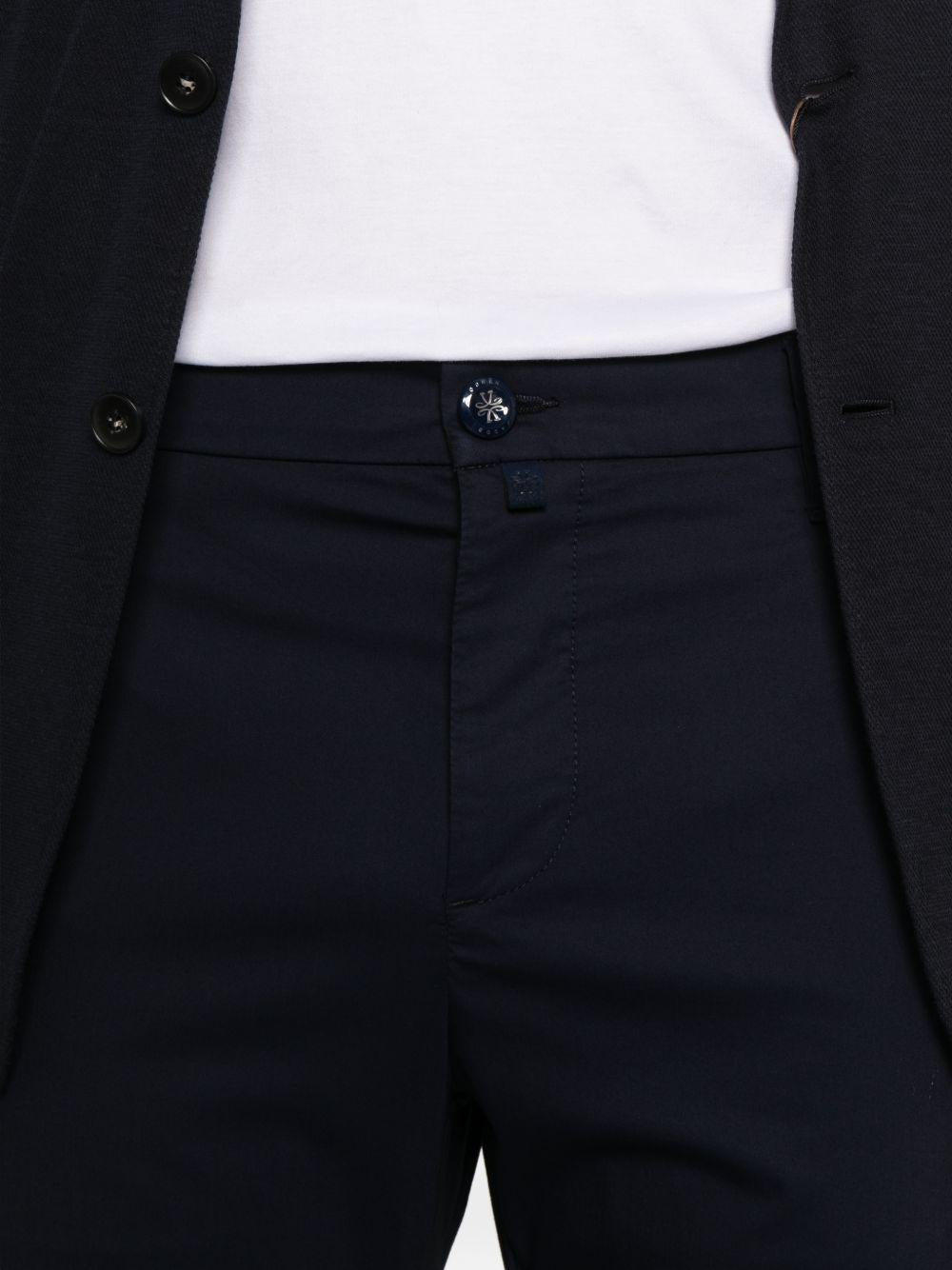 Tapered Cotton Trousers — Navy