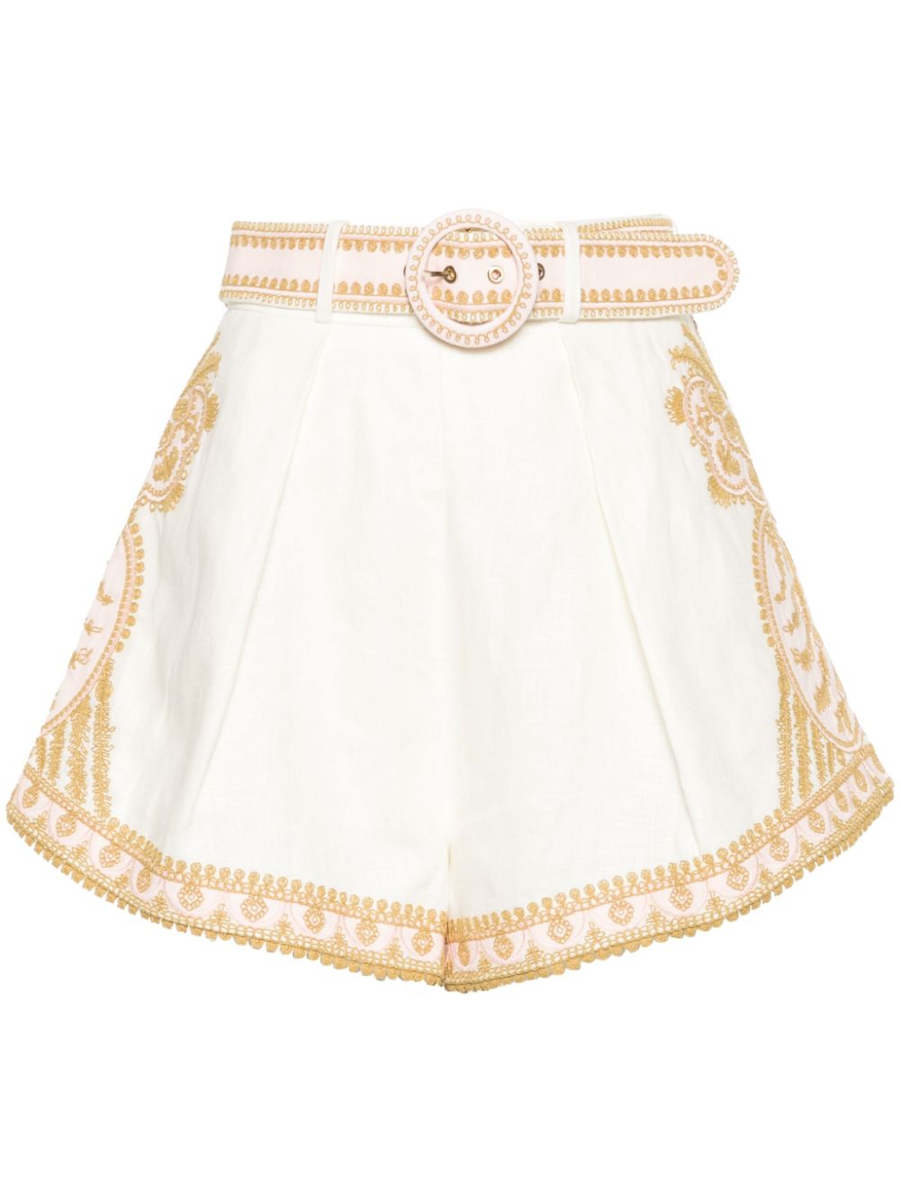 Waverly embroidered linen shorts - Neutrals