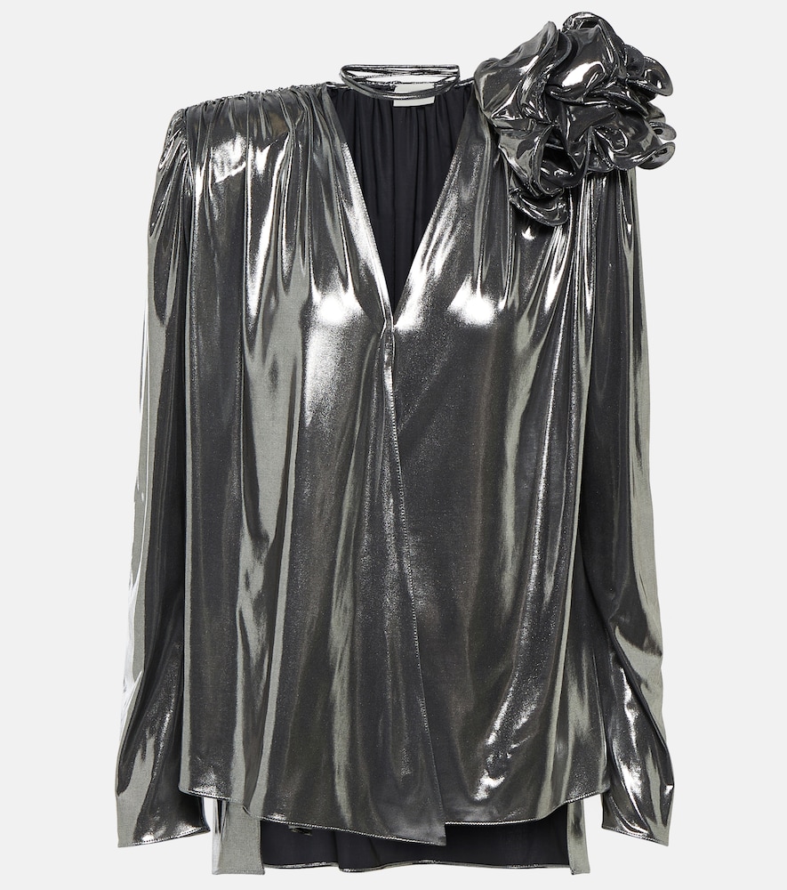 Appliqué metallic blouse