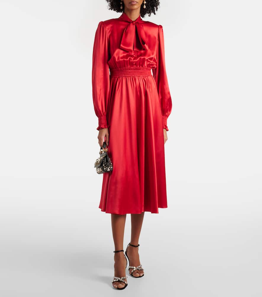 Silk satin shirt dress
