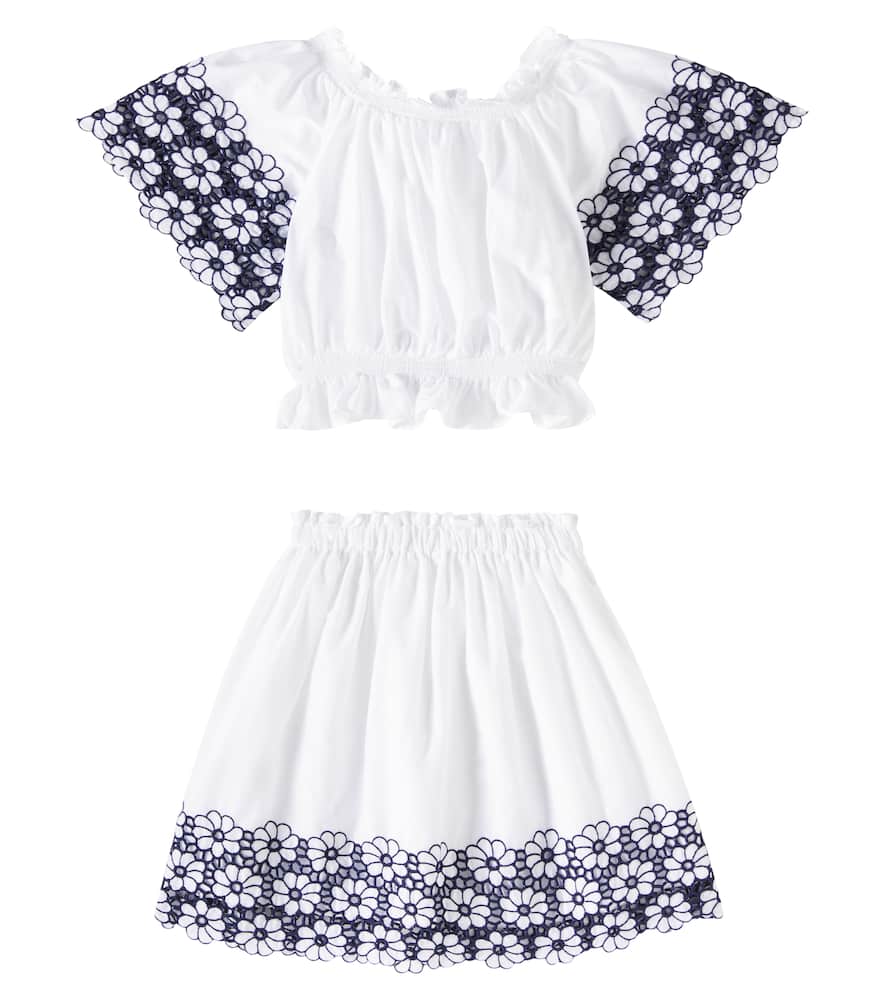 Floral cotton top and skirt set