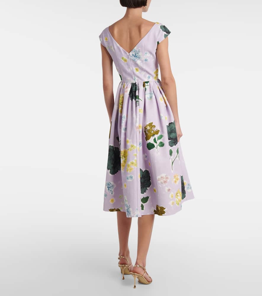 Floral cotton-blend faille midi dress