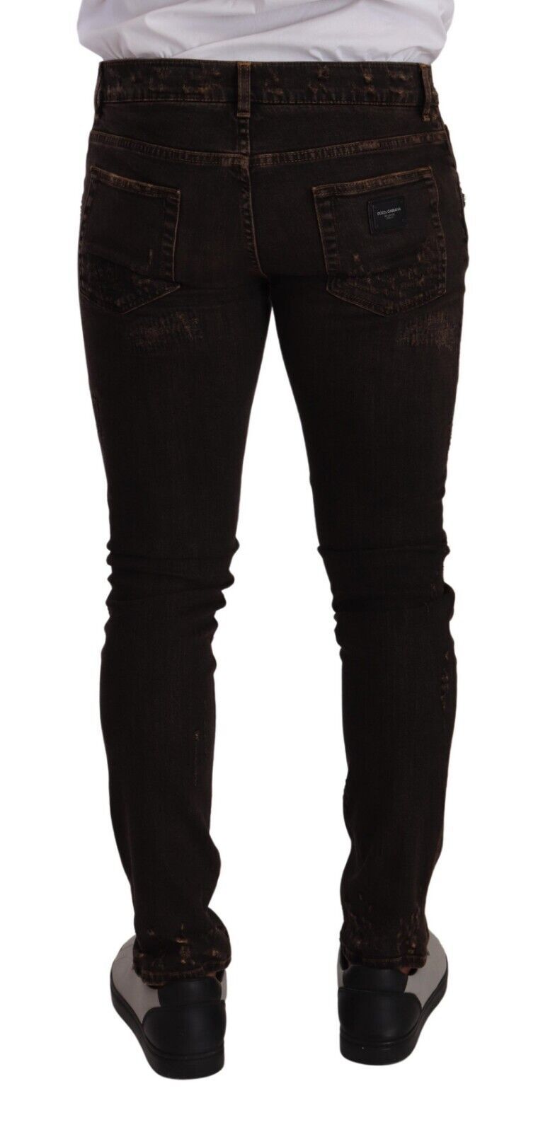 Distressed Slim Fit Jeans — Brown