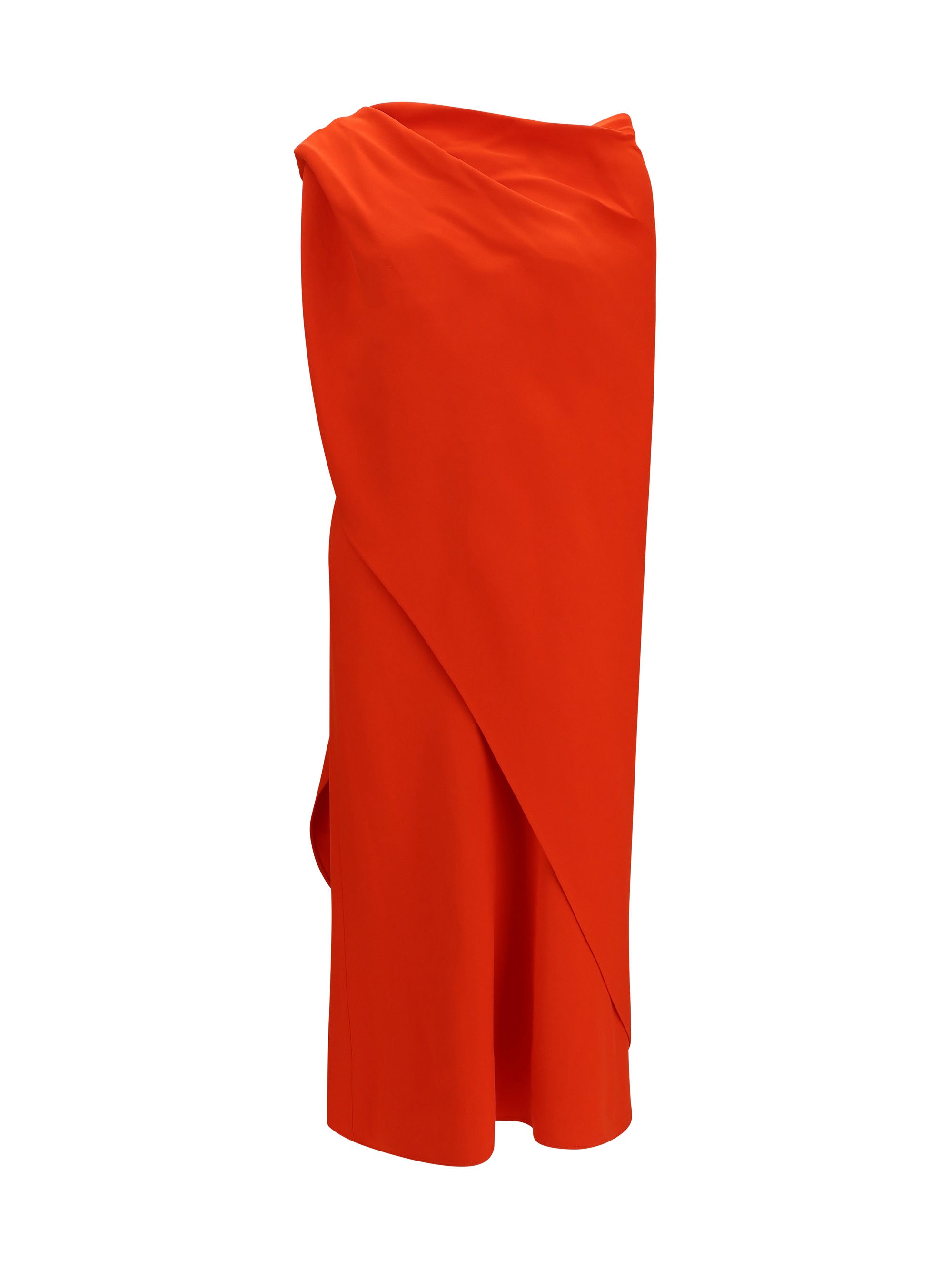 Draped Silk Dress — Red