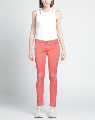 Care Label Woman Pants Coral Size 27 Cotton, Elastane