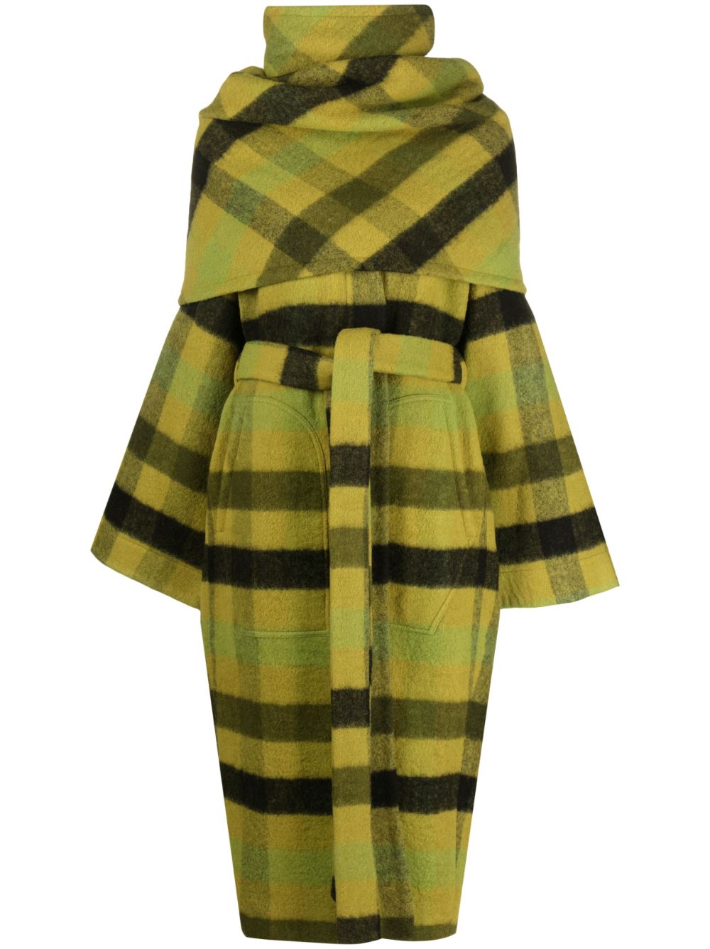 Cappotto check-print coat - Green