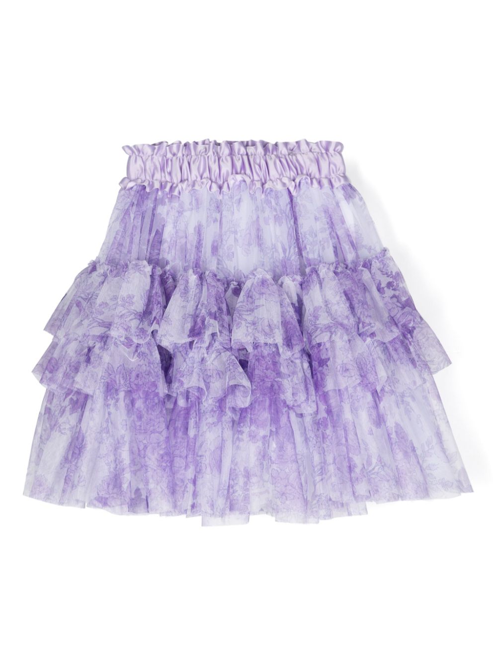 Floral-print ruffled skirt - Purple
