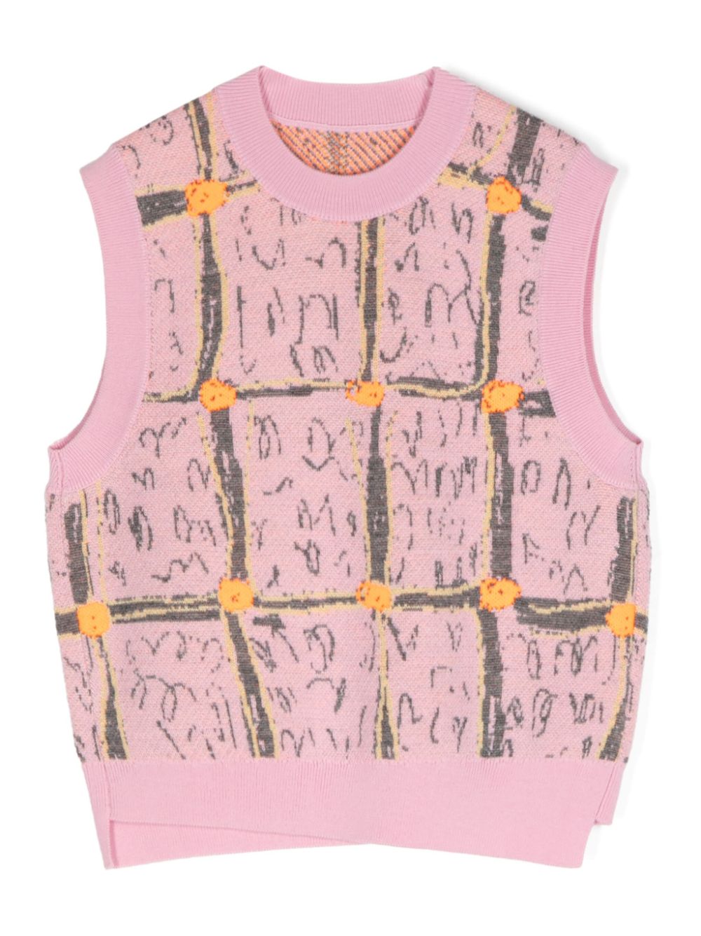 Pink round neck knitted vest